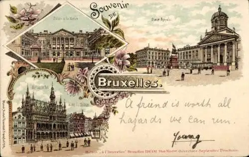Litho Brüssel Brüssel, Palais de la Nation, Place Royale, Maison de Roi