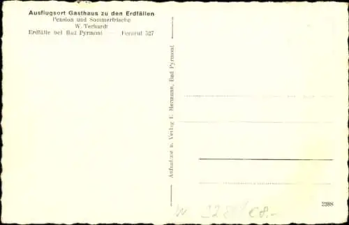 Ak Bad Pyrmont in Niedersachsen, Ausflugsort Erdfälle, Gasthaus zu den Erdfällen