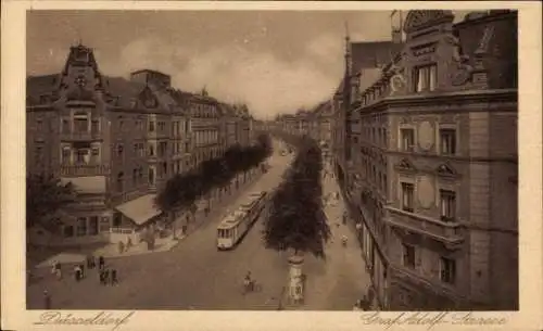 Ak Düsseldorf am Rhein, Graf Adolf Straße, Straßenbahn