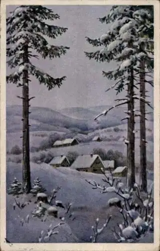 Ak Winterlandschaft, Ortschaft