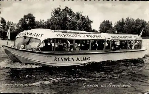 Ak Loosdrecht Nordholland Niederlande, J. Wolfrat Marina, Königin Wilhelmina