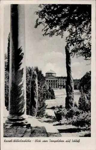 Ak Bad Wilhelmshöhe Kassel in Hessen, Blick vom Tempelchen, Schloss