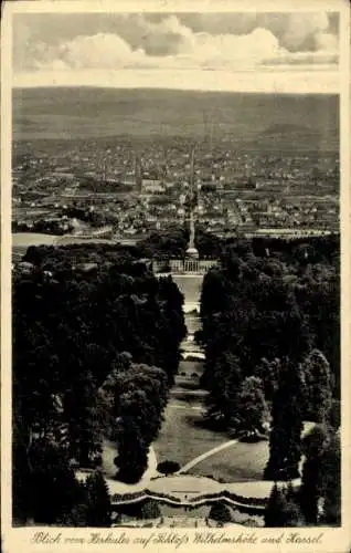 Ak Bad Wilhelmshöhe Kassel in Hessen, Blick vom Herkules, Schloss, Panorama