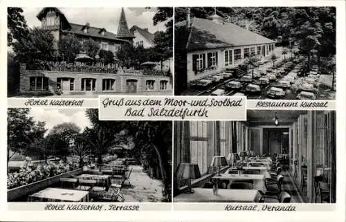 Ak Bad Salzdetfurth in Niedersachsen, Hotel Kaiserhof, Restaurant, Kursaal, Terrasse, Veranda