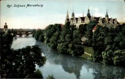 Ak Merseburg an der Saale, Saale mit königlichem Schloss Merseburg