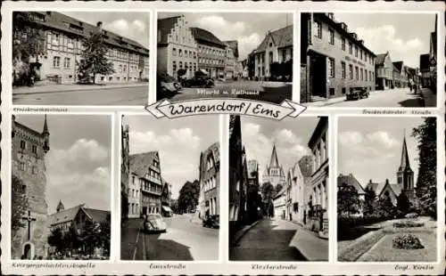 Ak Warendorf im Münsterland, Markt, Rathaus, Emserstraße, evangelische Kirche