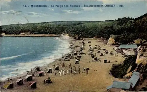 Ak Meschers Charente Maritime, La Plage des Nonnes, Etablissement Coudin