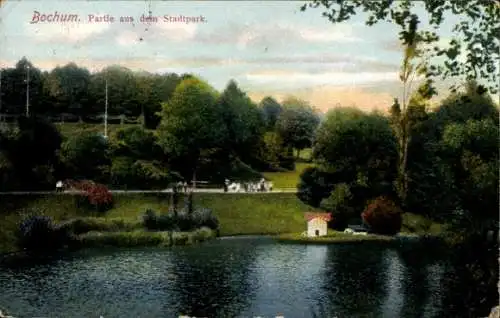 Ak Bochum im Ruhrgebiet, Stadtpark, Teich