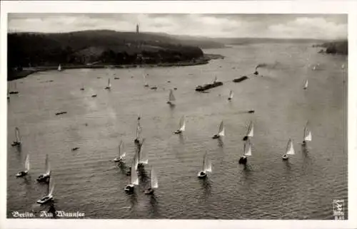 Ak Berlin Zehlendorf Wannsee, Fliegeraufnahme, Segelboote