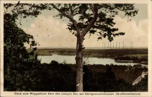 Ak Berlin Köpenick, Blick vom Müggelturm nach Königs Wusterhausen, Langer See, Großfunkstation