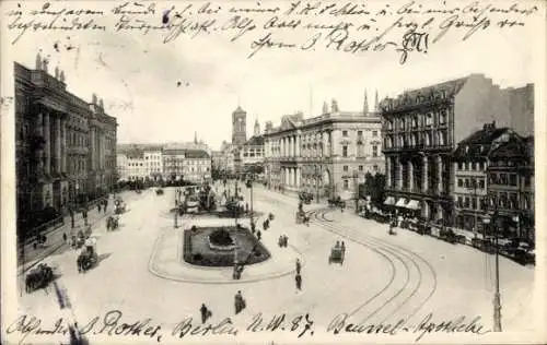 Ak Berlin Mitte, Schlossplatz, Begasbrunnen, rotes Rathaus