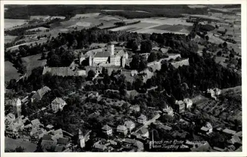 Ak Kronach in Oberfranken, Veste Rosenberg, Fliegeraufnahme