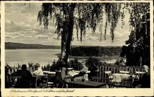 Ak Berlin Zehlendorf Wannsee, Blockhaus Nikolskoe, Terrasse, Blick auf die Havel