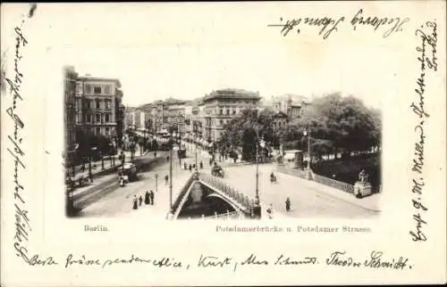 Ak Berlin Tiergarten, Potsdamer Brücke, Potsdamer Straße