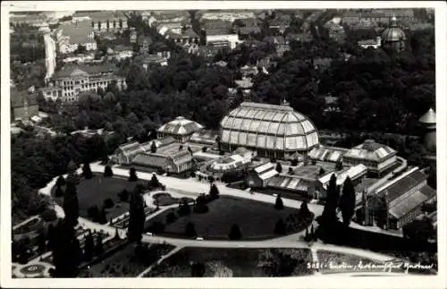 Foto Ak Berlin Zehlendorf Dahlem, Botanischer Garten, Fliegeraufnahme