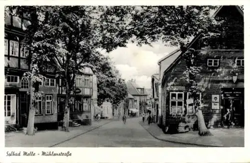 Ak Melle in Niedersachsen, Mühlenstraße, Fachwerkhäuser