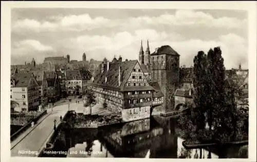 Ak Nürnberg in Mittelfranken, Henkersteg, Maxbrücke, Fachwerkhaus