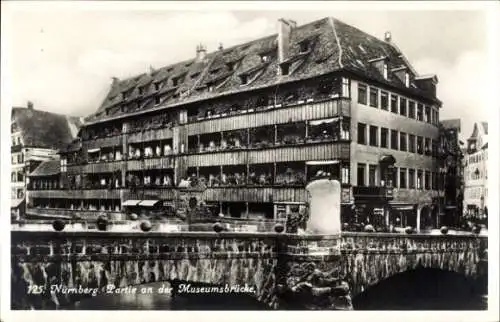 Ak Nürnberg in Mittelfranken, Museumsbrücke, Teilansicht