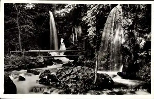 Ak Menzenschwand St. Blasien im Schwarzwald, Menzenschwander Schlucht, Wasserfall, Brücke