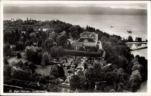 Ak Insel Mainau im Bodensee, Parkanlage, Panorama, Blick von oben