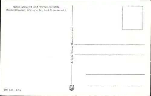 Ak Menzenschwand St. Blasien im Schwarzwald, Erholungsheim