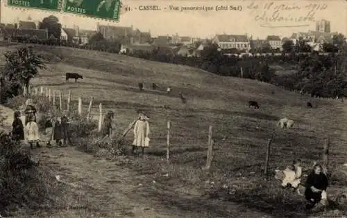 Ak Cassel Nord, Panorama, Südseite, Weide, Kinder