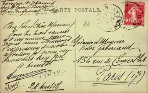 Ak Denain Nord, Place de la Liberte, Denkmal