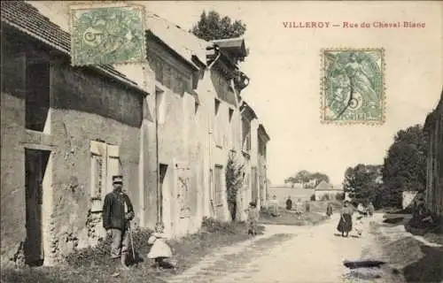 Ak Villeroy Seine et Marne, Rue du Cheval Blanc