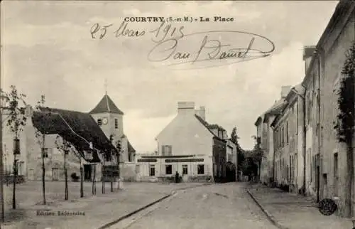 Ak Courtry Seine et Marne, La Place