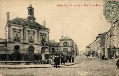 Ak Chelles Seine et Marne, Rathaus und Straße