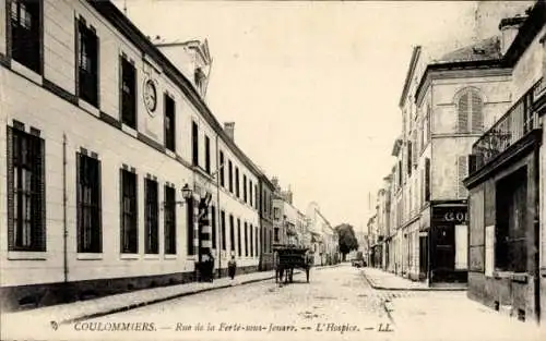 Ak Coulommiers Seine et Marne, Rue de la Ferté sous Jouare, Hospiz