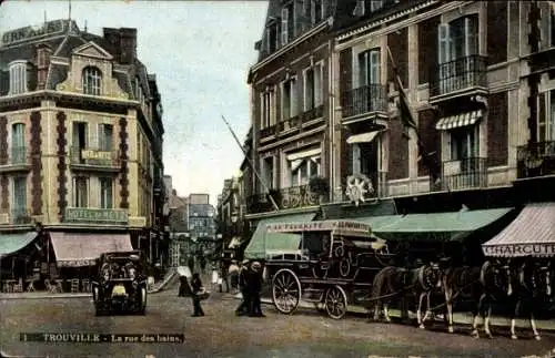 Ak Trouville Calvados, La Rue des Bains, Hotel de Metz