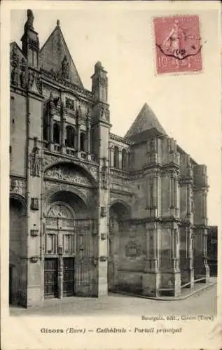 Ak Gisors Eure, Kathedrale, Portal