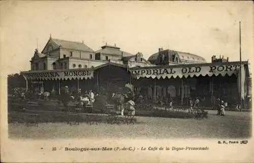 Ak Boulogne sur Mer Pas de Calais, Café de la Digue-Promenade