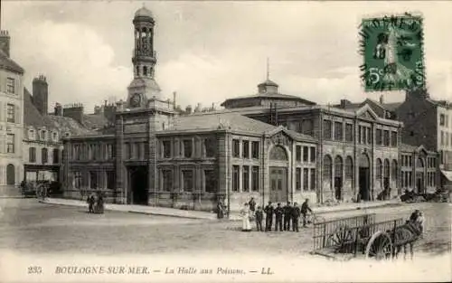 Ak Boulogne sur Mer Pas de Calais, Fischhalle