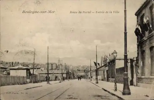 Ak Boulogne sur Mer Pas de Calais, Route du Portel, Eingang zur Stadt