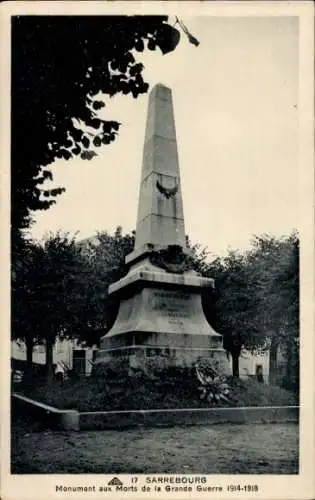 Ak Sarrebourg Saarburg Lothringen Moselle, Kriegerdenkmal