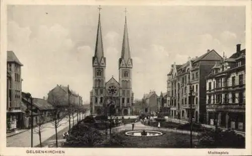 Ak Gelsenkirchen im Ruhrgebiet, Moltkeplatz, Kirche