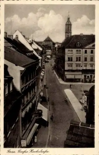 Ak Gera in Thüringen, Große Kirchstraße, Kirchturm