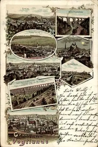 Litho Vogtland, Greiz, Elsterberg, Plauen, Göltzschtalbrücke, Reichenbach, Netzschkau, Mylau