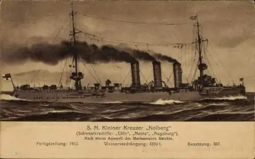 Ak Deutsches Kriegsschiff, S.M. Kleiner Kreuzer Kolberg, Kaiserliche Marine