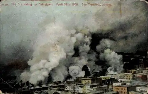 Ak San Francisco, Kalifornien, USA, Feuer verzehrt Chinatown, April 1906