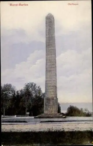 Ak Morat Murten Kanton Freiburg, Obelisk