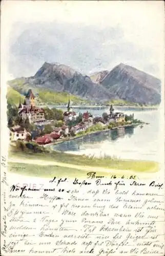 Künstler Litho Spiez am Thuner See Kanton Bern, Panorama