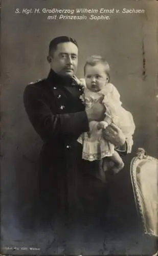 Ak Großherzog Wilhelm Ernst von Sachsen mit Prinzessin Sophie, Portrait