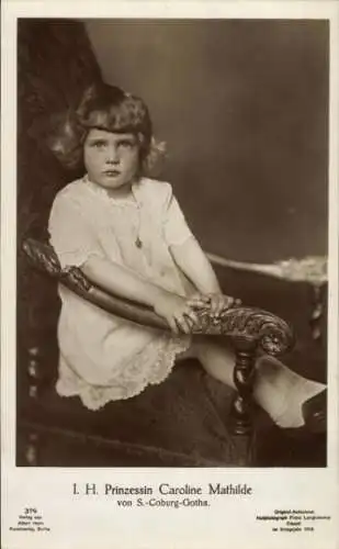 Ak Prinzessin Caroline Mathilde von Sachsen Coburg Gotha, Kinderportrait