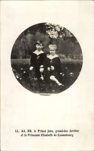 Ak Erbgroßherzog Jean von Luxemburg, Prinzessin Elisabeth, Kinderportrait