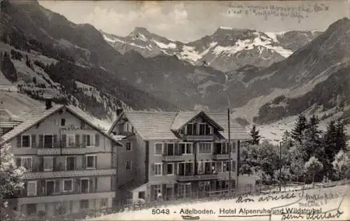 Ak Adelboden Kanton Bern Schweiz, Hotel Alpenruhe und Wildstrubel