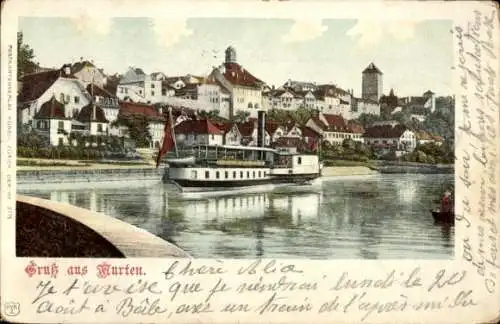 Ak Morat Murten Kanton Freiburg, Stadt, Dampfer