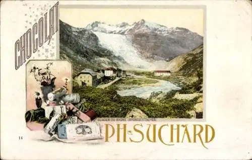 Litho Kt Wallis Schweiz, Rhonegletscher